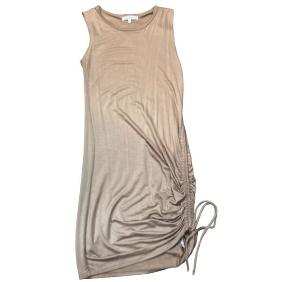 (5 for $25) Antistar Ruched Side Sleeveless Dress in Khaki -NWT - Picture 7 of 7